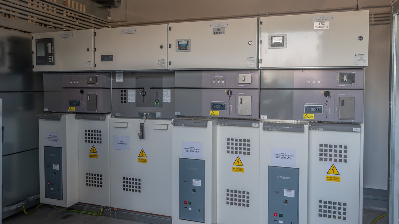 Siemens power plant substation with electrical equipment and transformers.