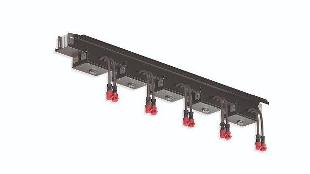 A promotional image for a data rail system with a sleek, modern design and a focus on efficiency and connectivity.