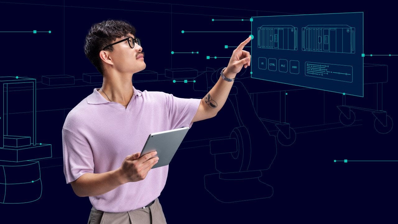 A Siemens product image featuring a person in a lab coat working on a machine. 