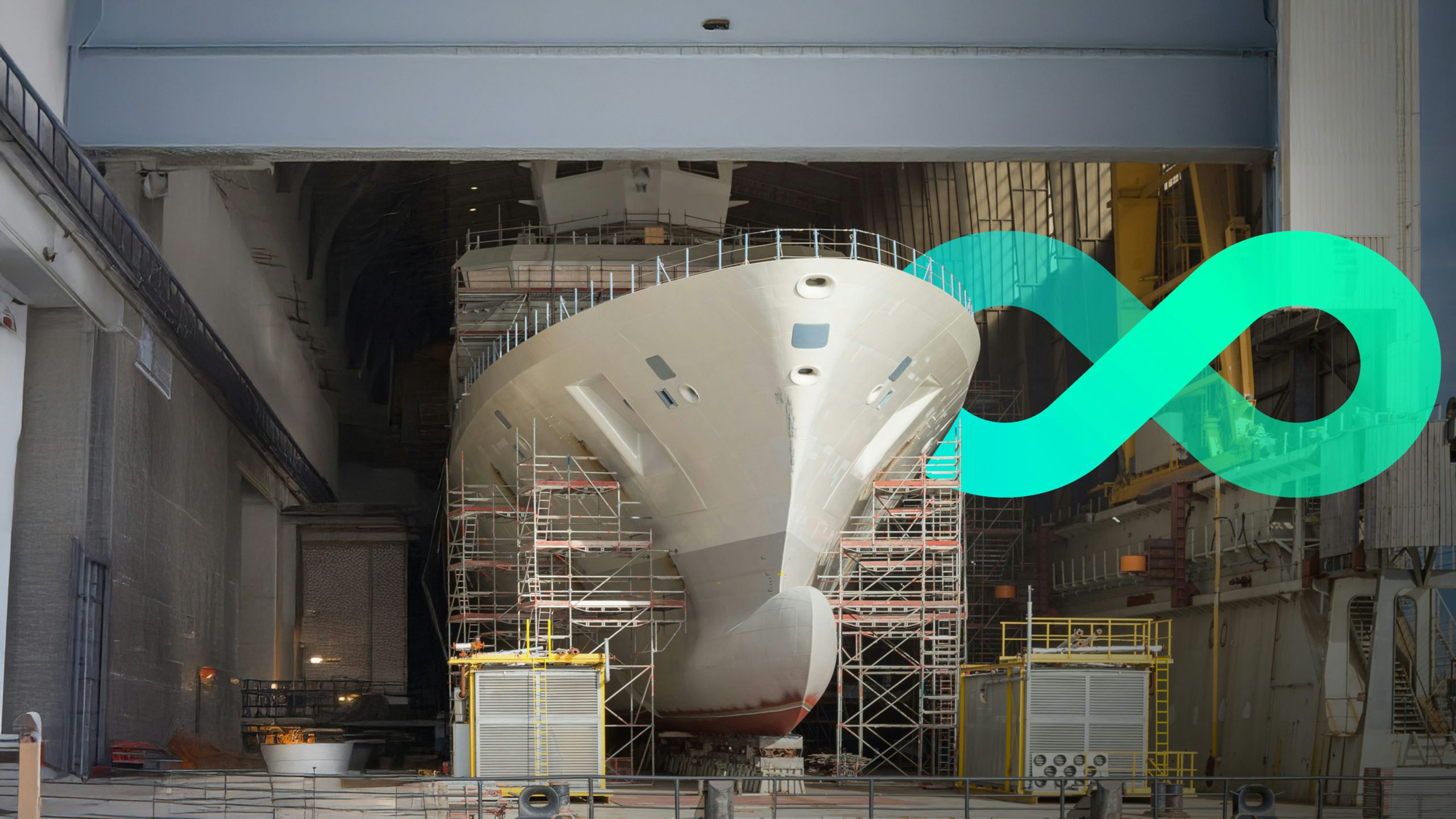 A marine industry advertisement featuring a ship sailing on the ocean with a clear sky.