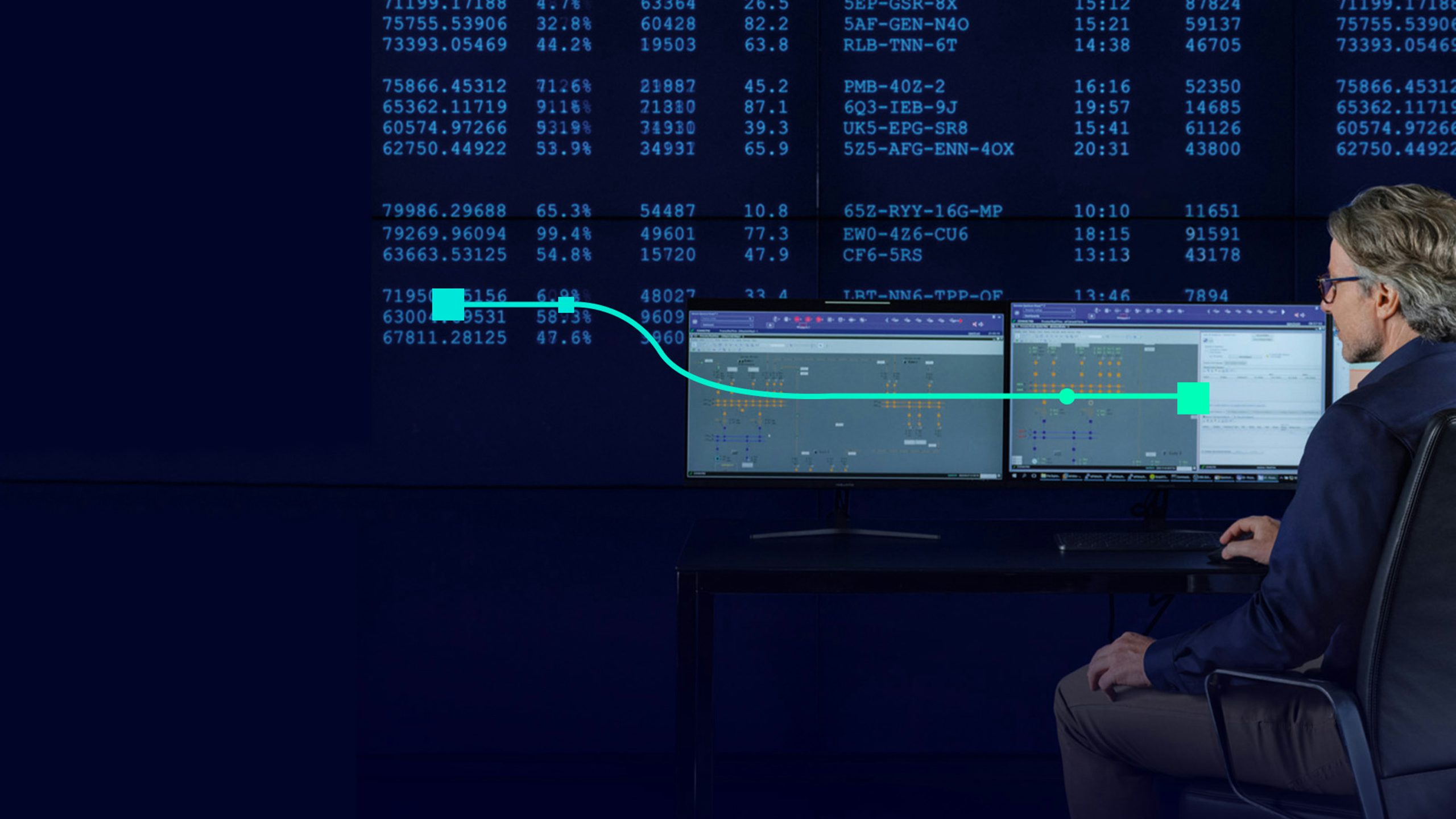 Person wearing VR headset with holographic interface, futuristic city skyline in background