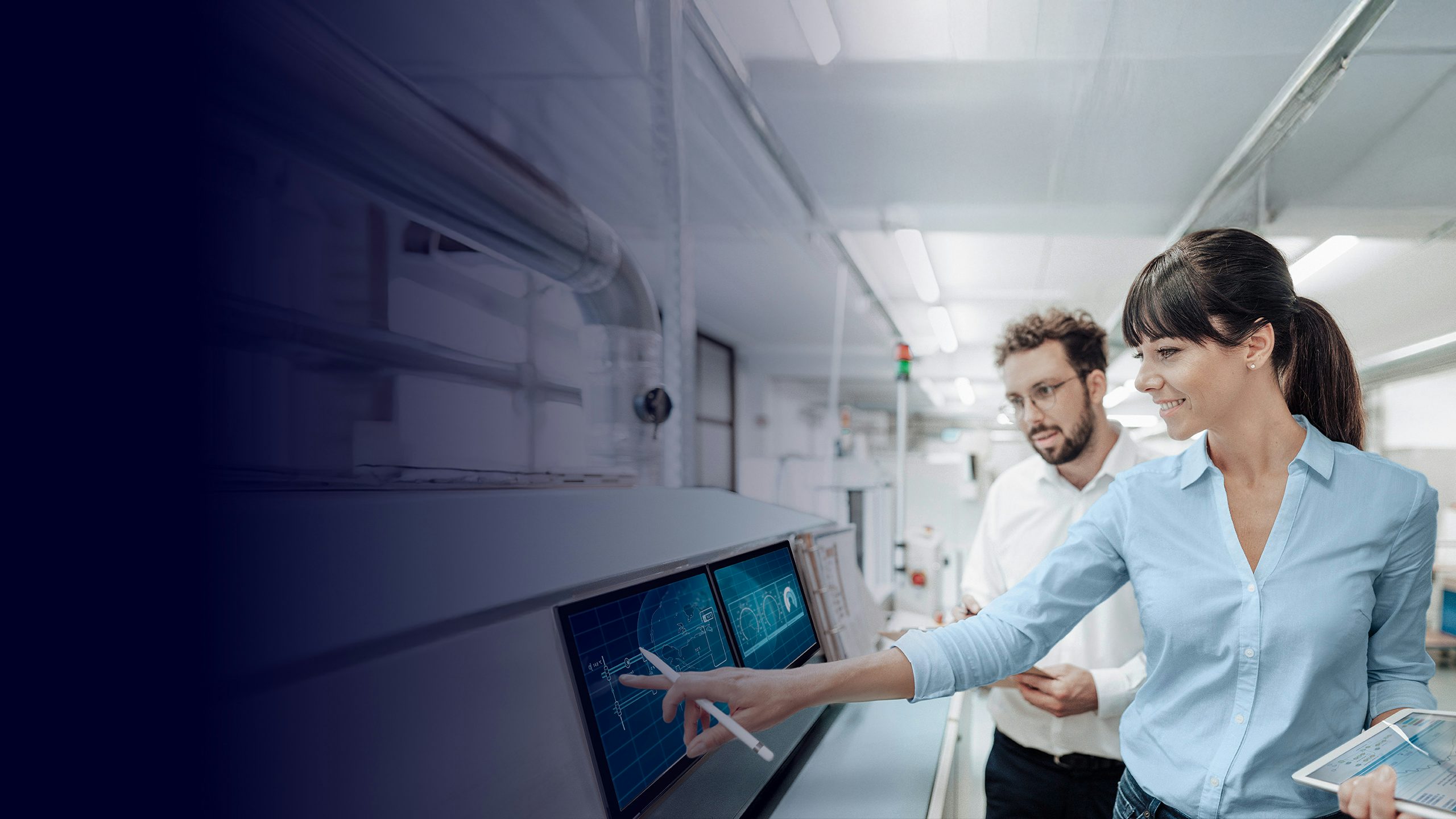 Person wearing VR headset with holographic interface, futuristic technology concept