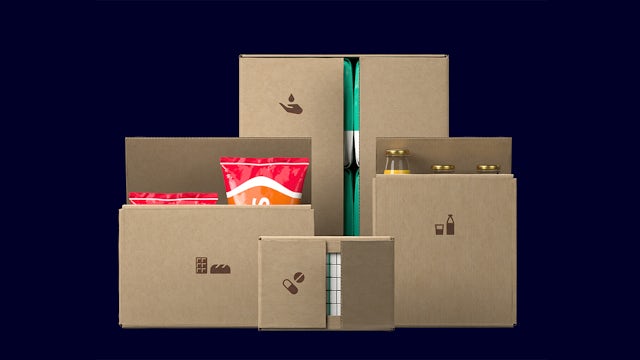 Multiple sized packaging boxes.