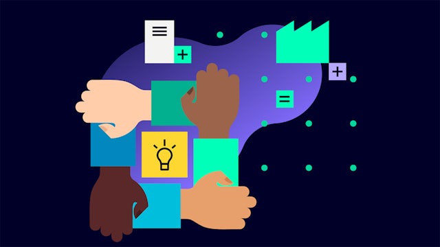 A group of people working together in a partnership ecosystem.