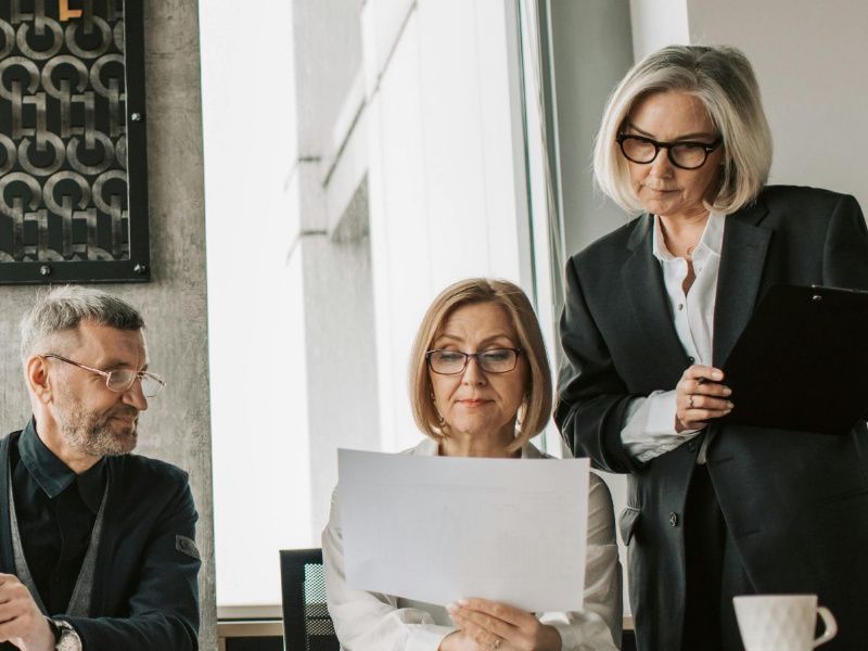 Business meeting in modern office space