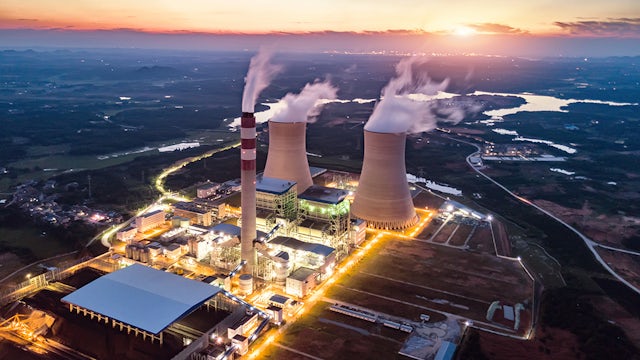Aerial view of thermal power station