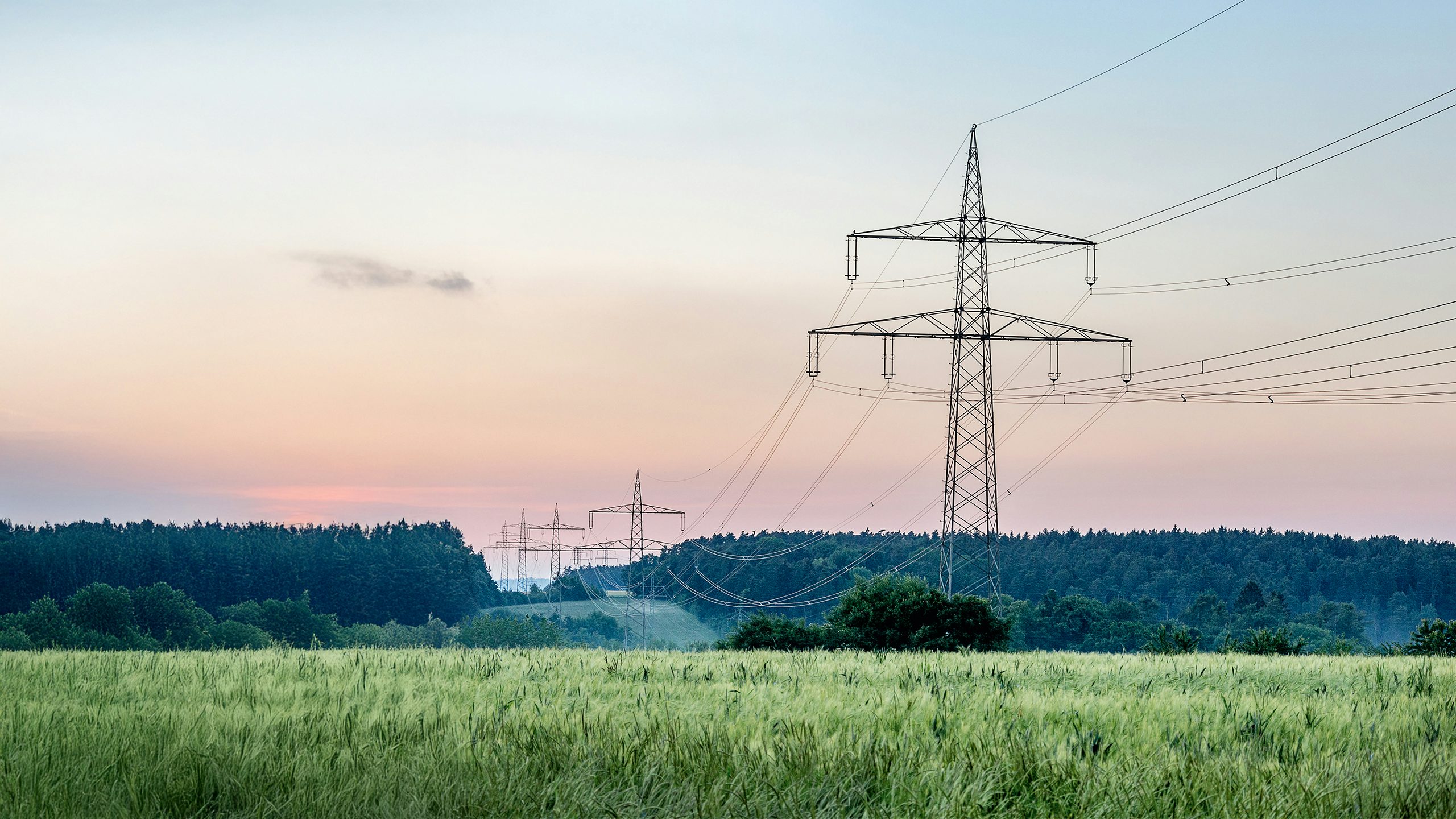 High-voltage transmission lines.