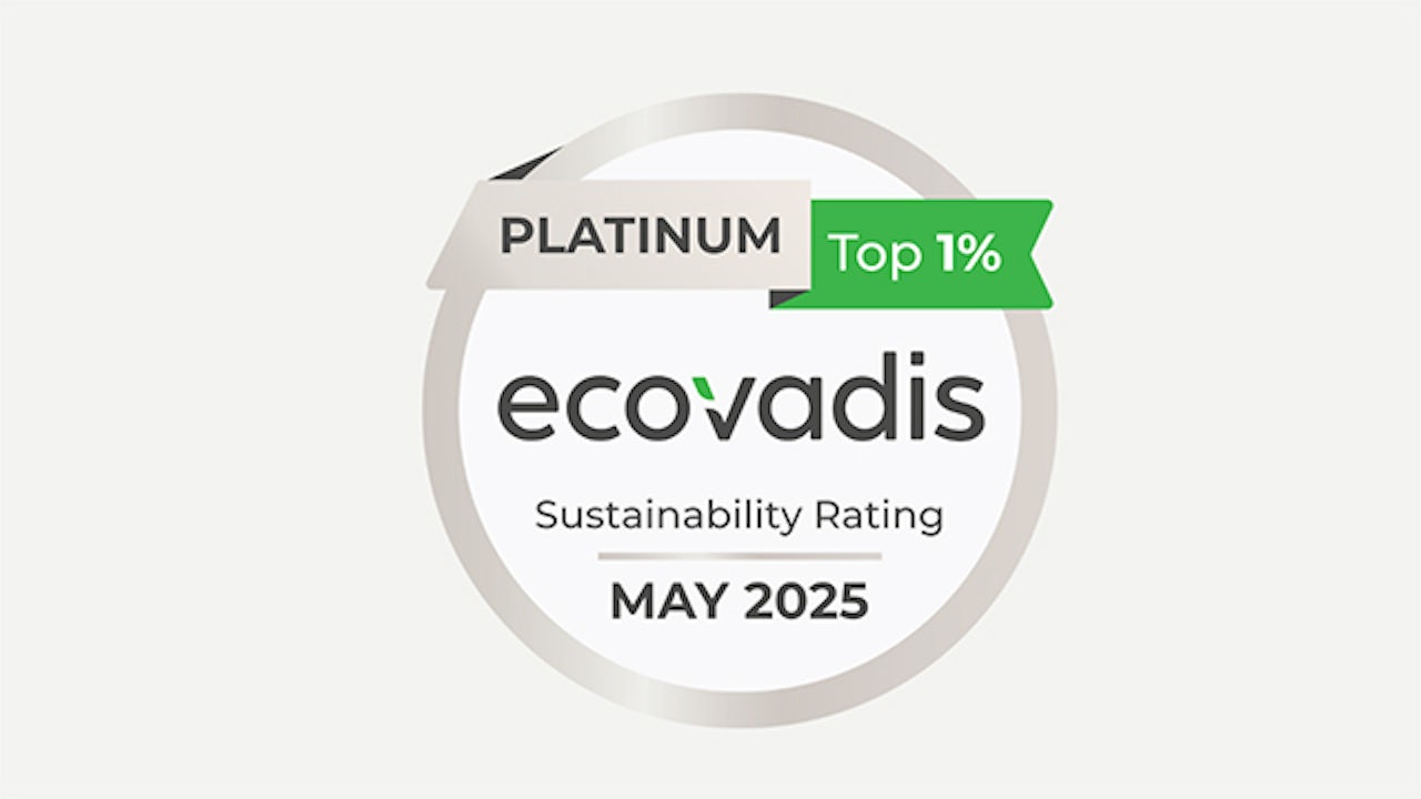A graphic showing a company's rating and ranking on EcoVadis, a sustainability rating platform.