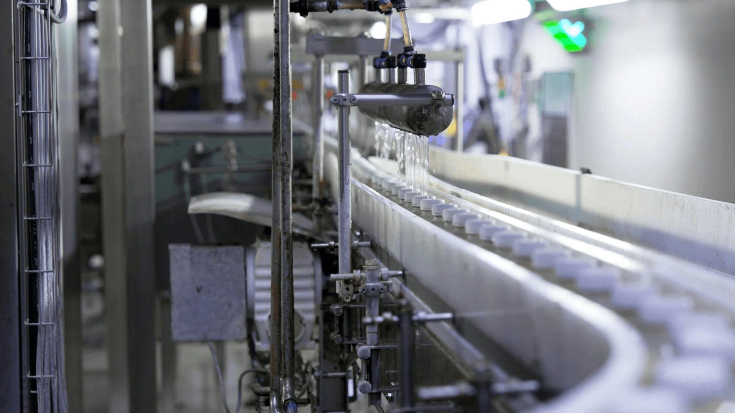 A dairy factory line with machinery and equipment, possibly for predictive maintenance.