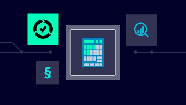 A diagram showing the lifecycle of semiconductors with stages like design, manufacturing, and testing.