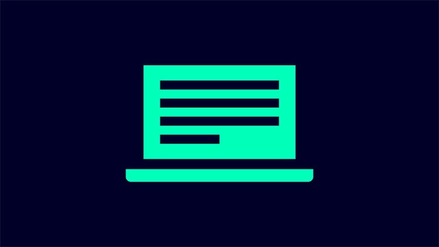 Green laptop icon on blue background