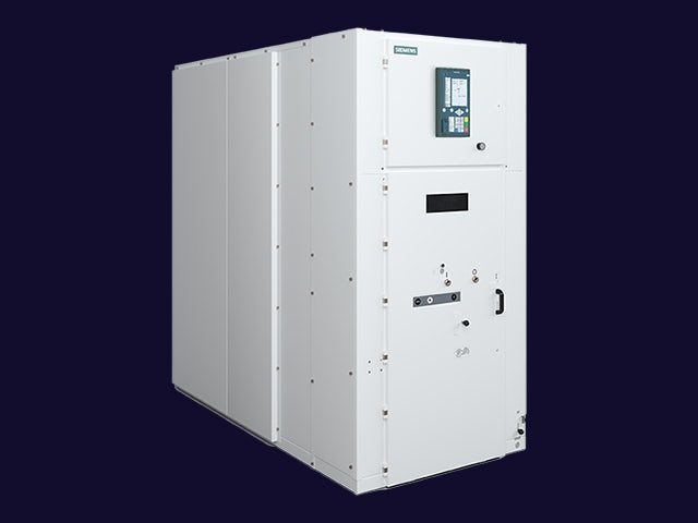 A promotional image for Siemens Energy Systems featuring a product with a sleek design and a blue background.