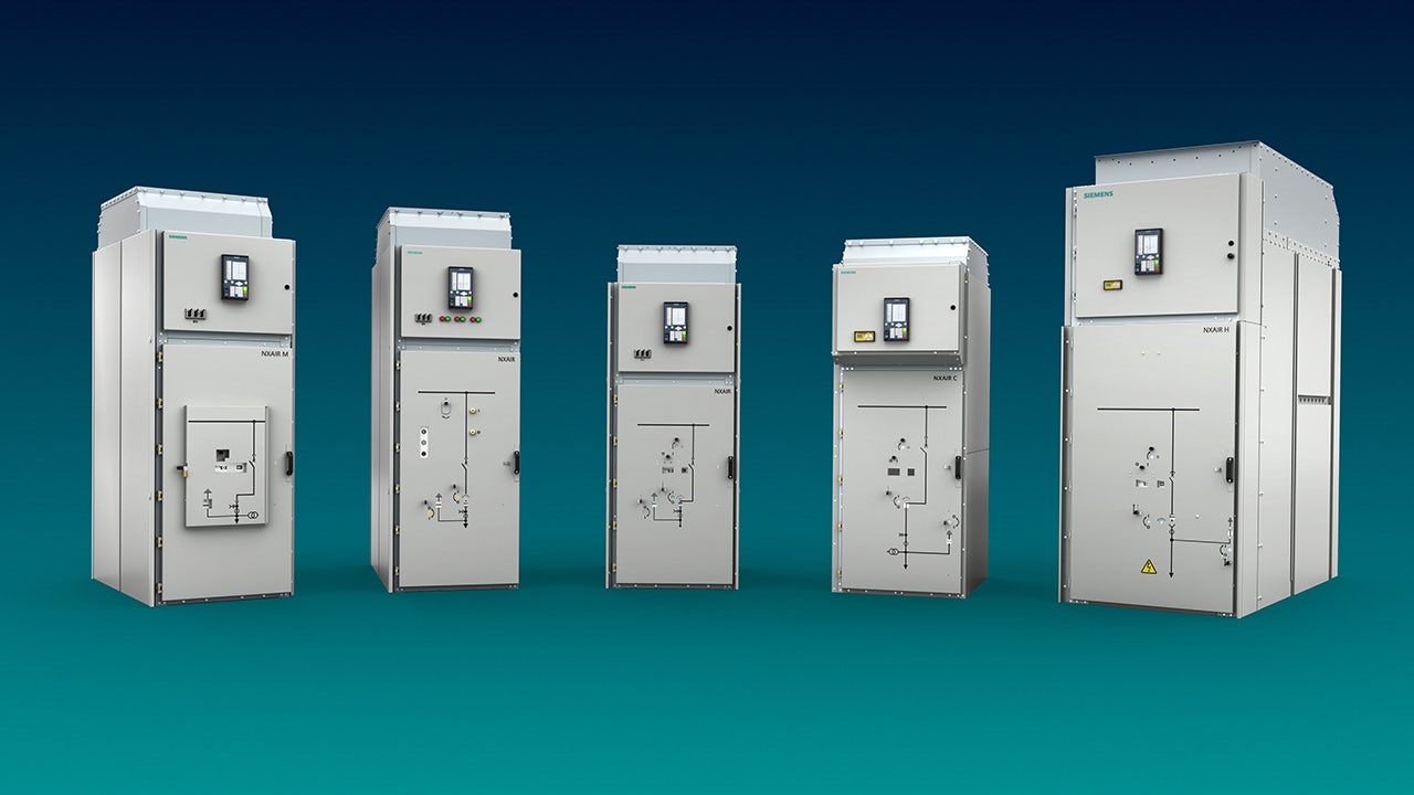 NXAIR family of air-insulated switchgear, part of Siemens Energy Systems.