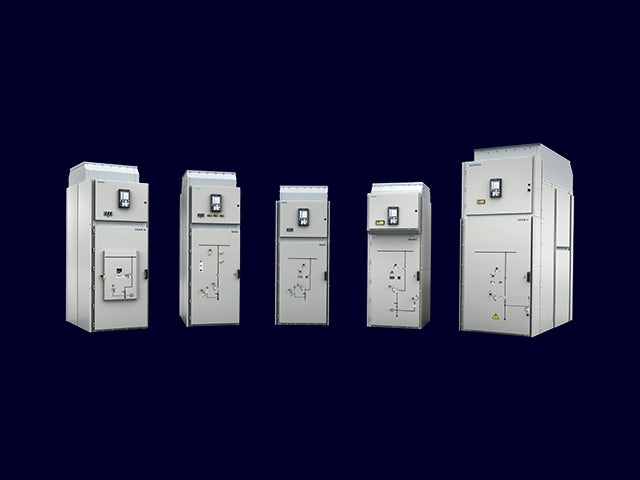 Blue industrial electrical switchgear cabinet with digital display and control panel