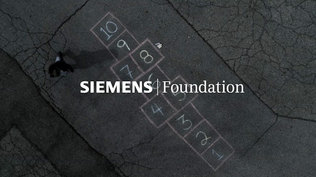 Siemens Foundation logo featuring a stylized 'S' with a blue and white color scheme.