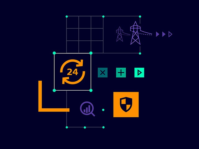 A graphic illustration of a grid security operational system with a focus on Siemens technology.