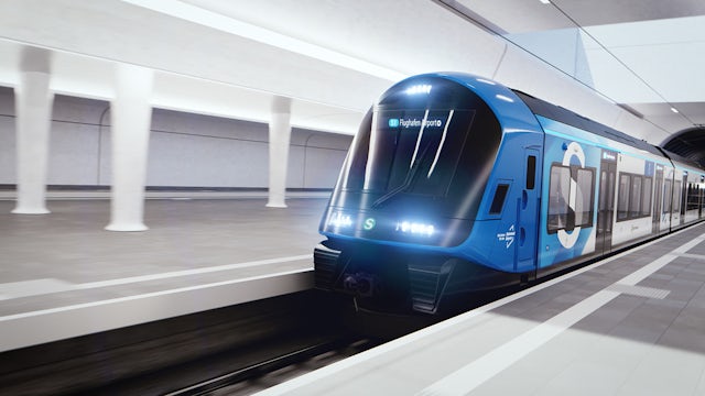 A Siemens Mobility rolling stock S-Bahn train in Munich, Germany.