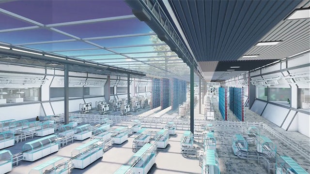 Rendering of the inside of a gigafactory.