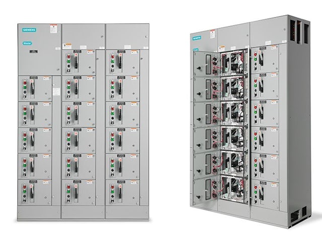 Siemens Tiastar standard low voltage MCC lineup straight.