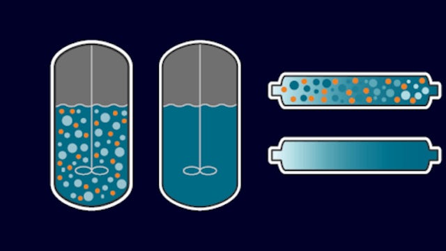 A Siemens website icon with a chemical flask and a beaker with a liquid inside. 