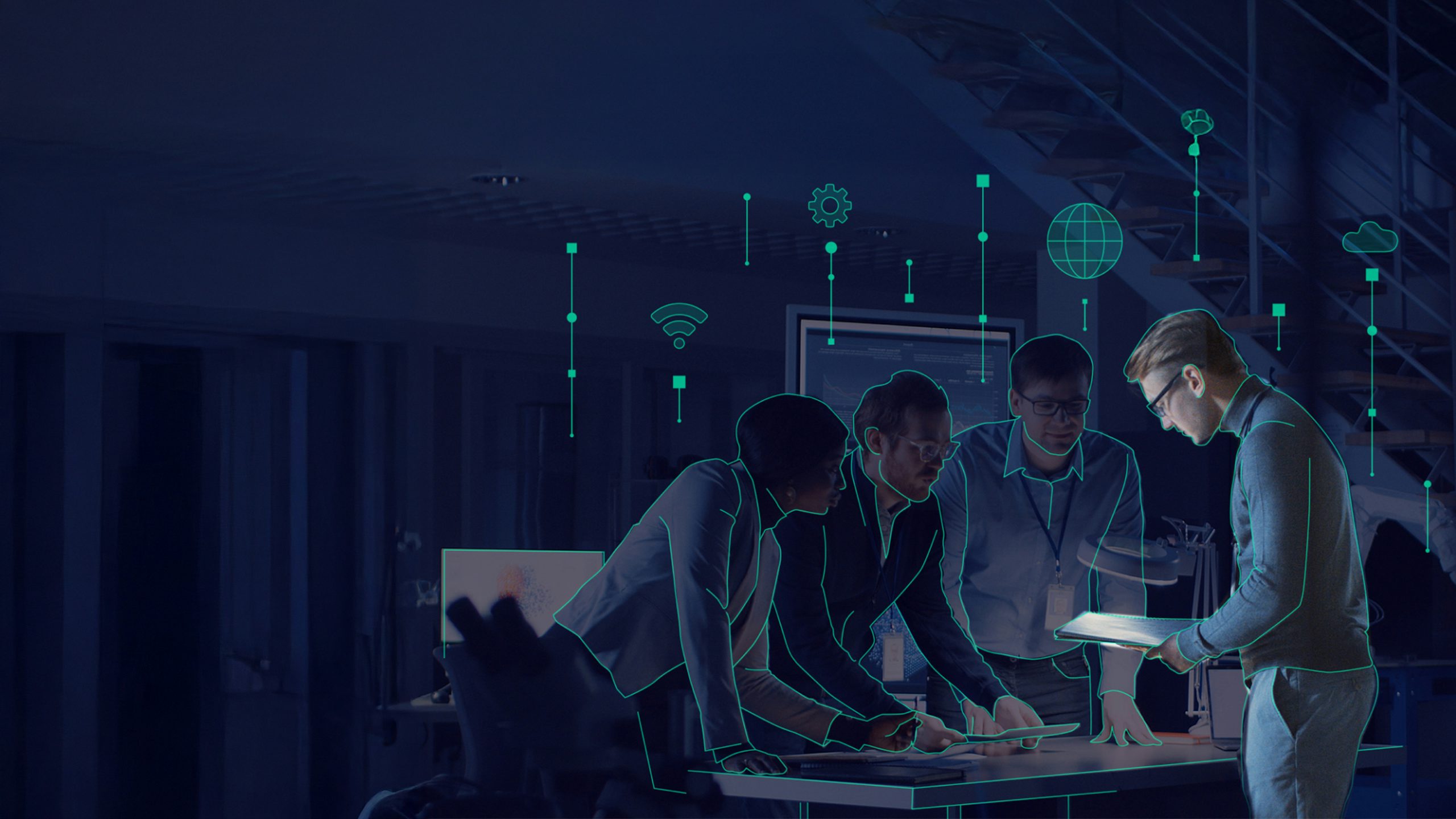 Siemens Xcelerator promotional graphic with sleek blue and white design and company logo