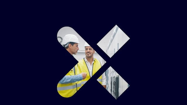 Siemens Xcelerator logo with an image of two men in the back