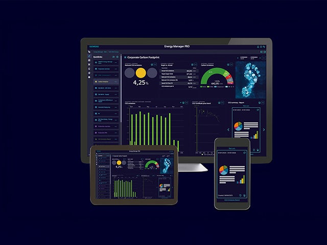 Industrial control panel with digital displays and buttons, showcasing energy management system
