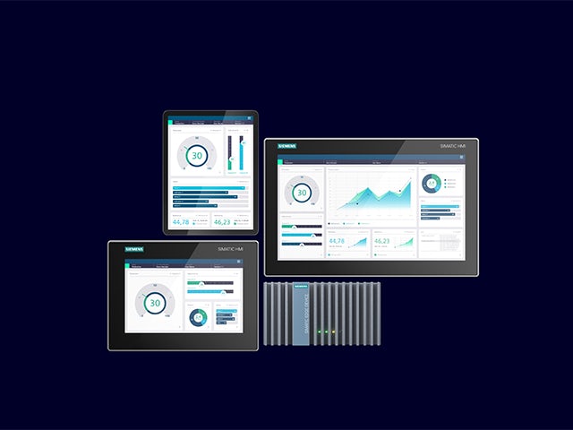Industrial control system dashboard with colorful data visualizations and monitoring interface