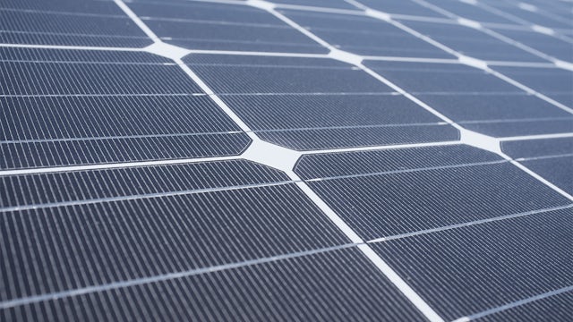 Close-up view of solar panel grid.