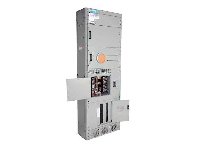 A Siemens switchboard with multiple switches and circuit breakers in a control room. 