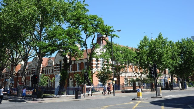 Street view of a building on the University of East London campus.