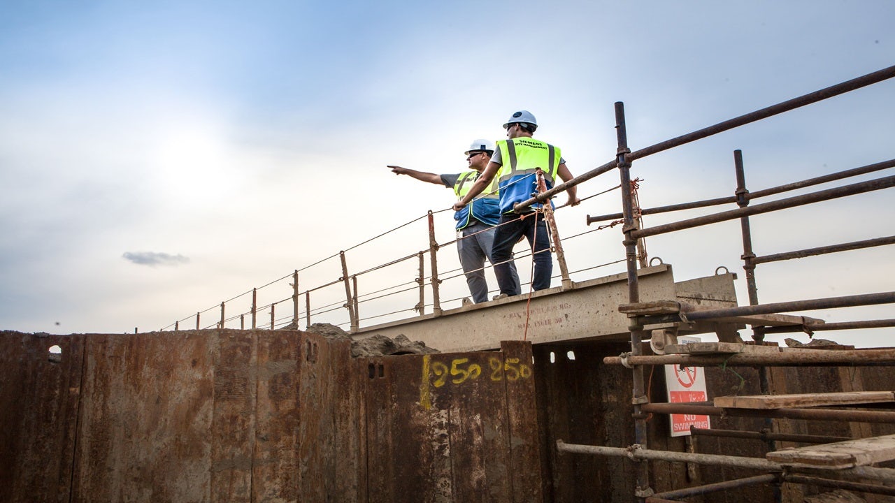 Workers on a construction site.