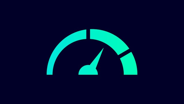 Circular meter gauge with needle pointing to green section, indicating positive or optimal status