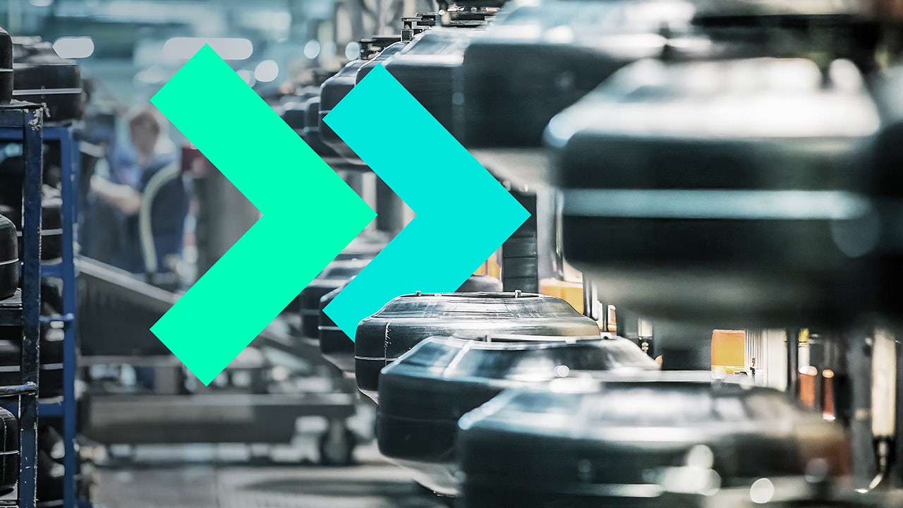 workpiece of car tires on the line at factory work in progress