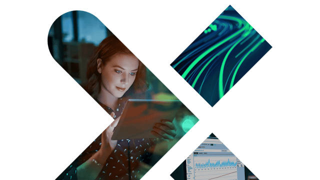 Stylized 'X' and 'E' symbols representing EnergyIP MDM Xcelerator's key technological concept.