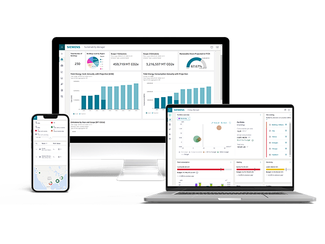 A promotional image for a higher education campus insights solution, featuring a campus with buildings and a clear blue sky.