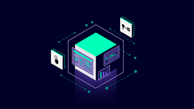 A virtual PLC icon with a circuit board design and a green light indicating it is operational.