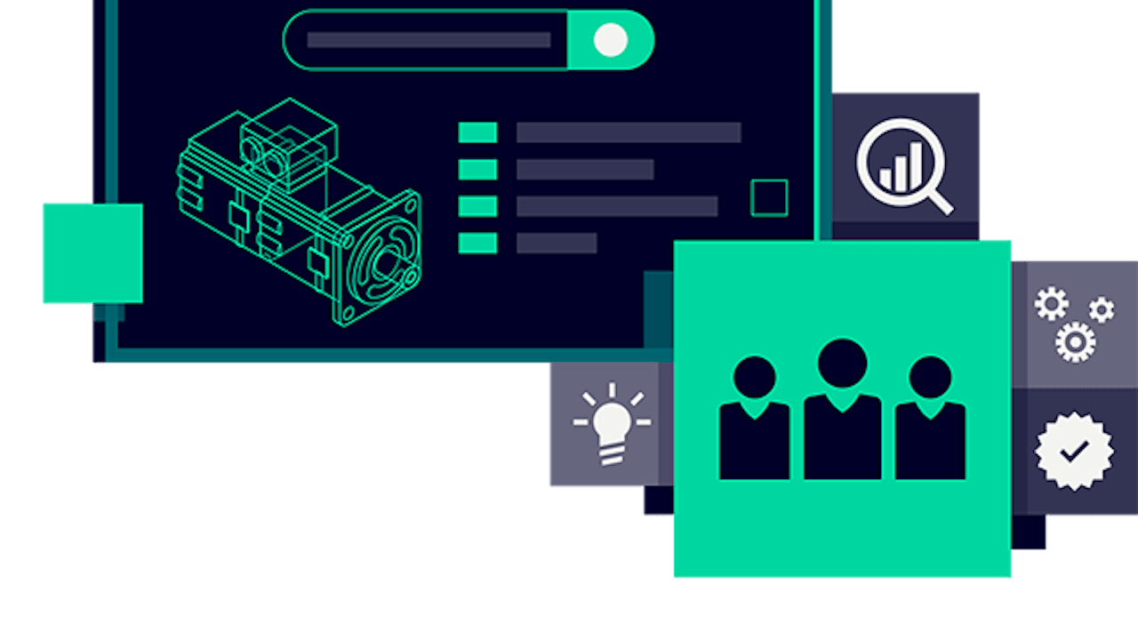 Illustration of computer screen with other icons to represent project lifecycle management.