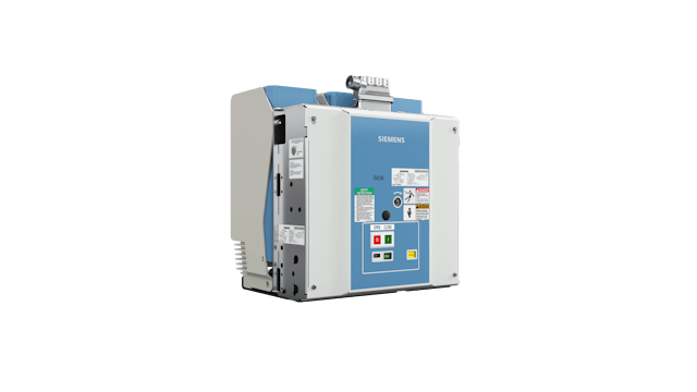 A Siemens circuit breaker with ANSI 3AE3 key visual is shown in the image.