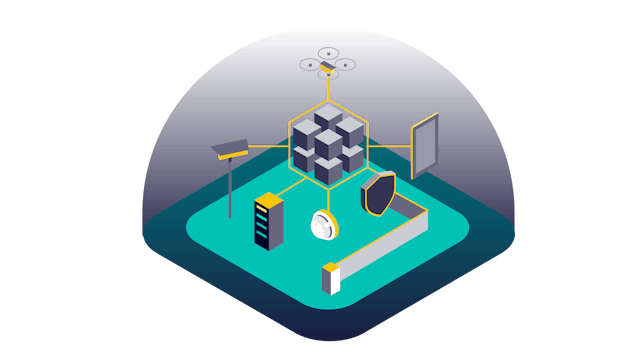 Video, access control, intrusion, fire, drones connected to central management station.