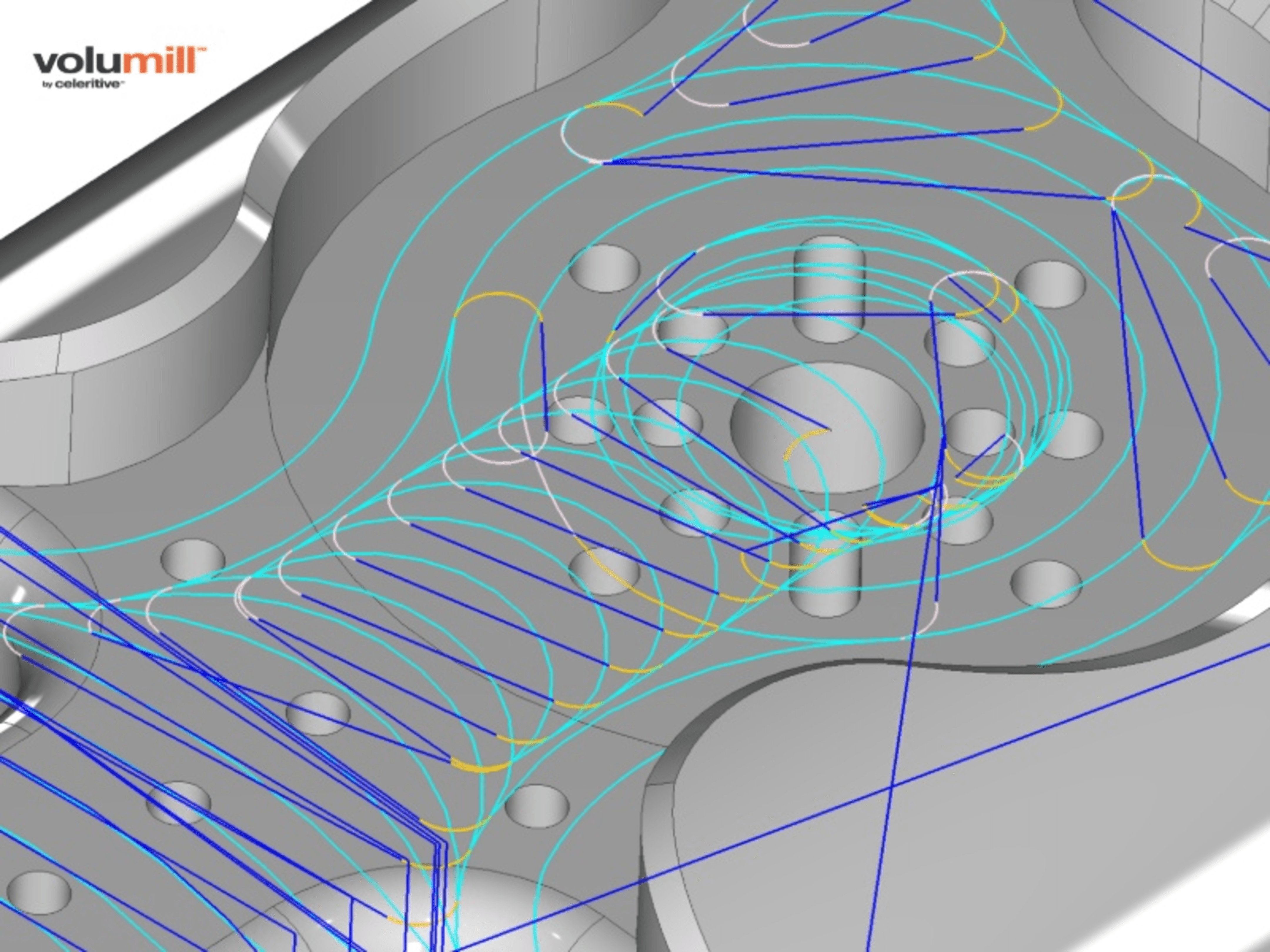3D technical diagram with colorful flow lines