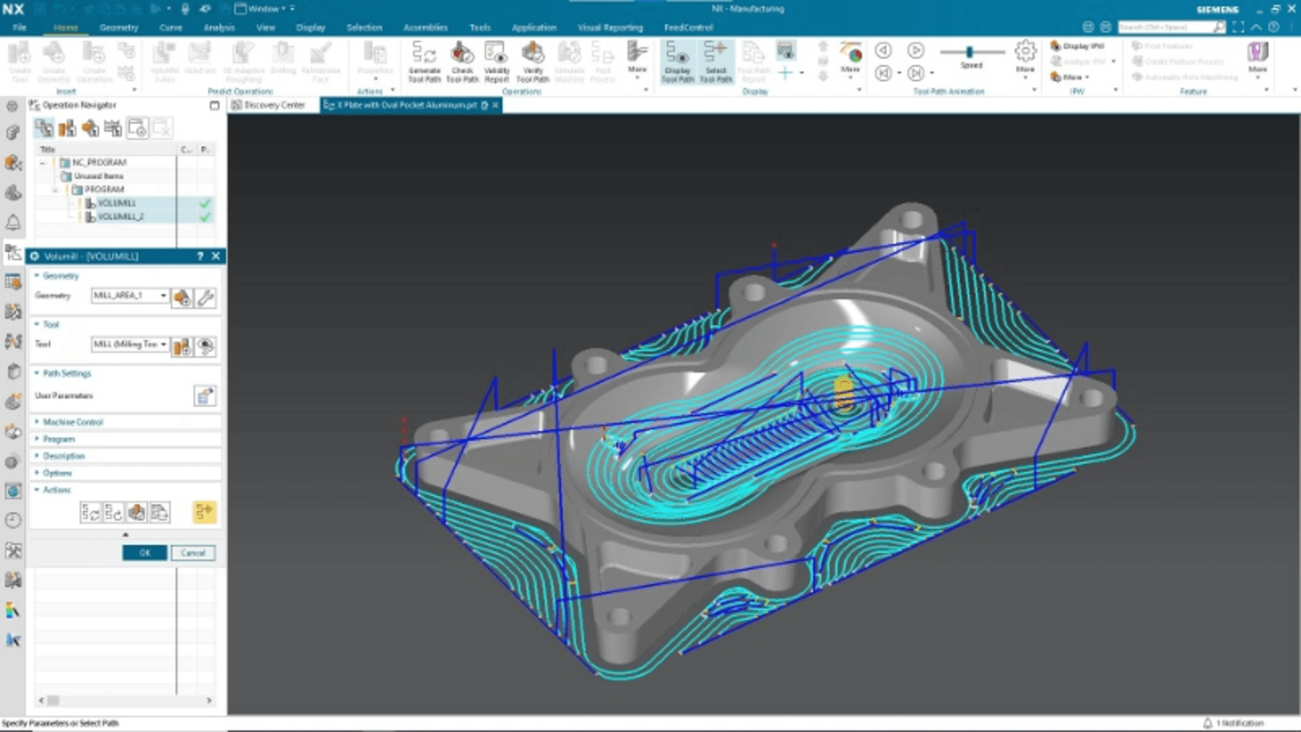 3D CAD model with tool path visualization