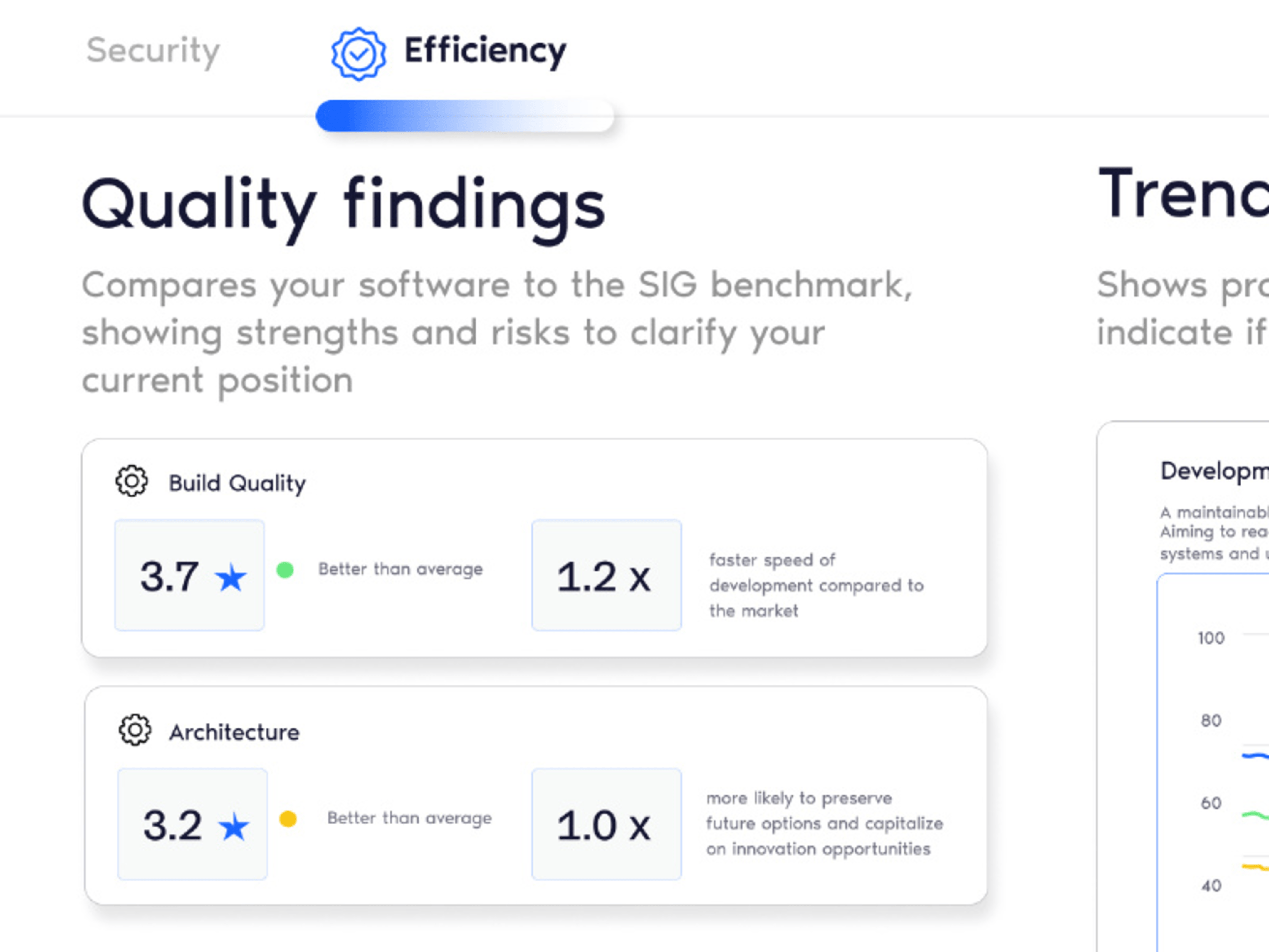Software security and quality dashboard